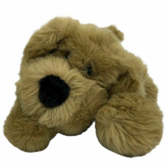 Commonwealth Tan Beige Puppy Dog Lying Down Super Soft 10" - Picture 1 of 8